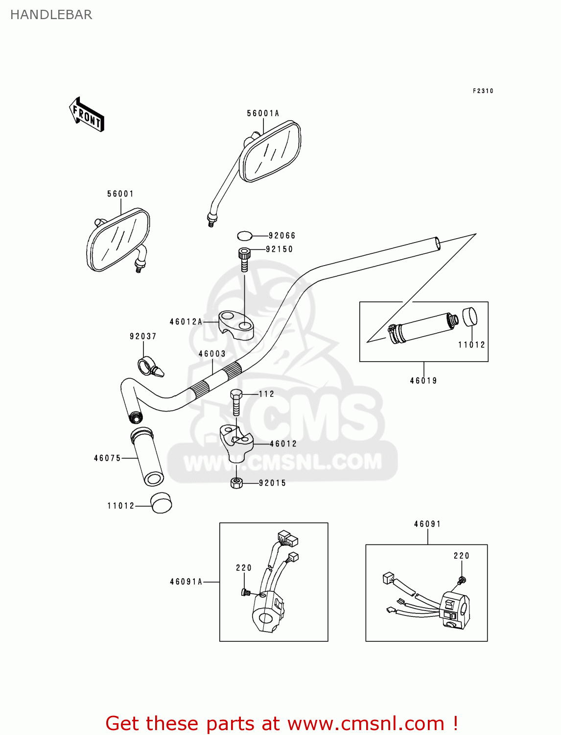 HANDLEBAR VN1500J1 VN1500 DRIFTER 1999 EU UK FR NL AR FG GR IT NR SD ST
