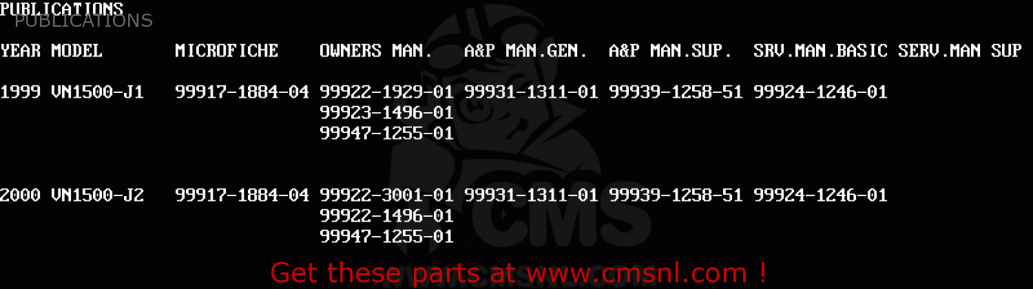 PUBLICATIONS VN1500J1 VN1500 DRIFTER 1999 EU UK FR NL AR FG GR IT NR SD ST