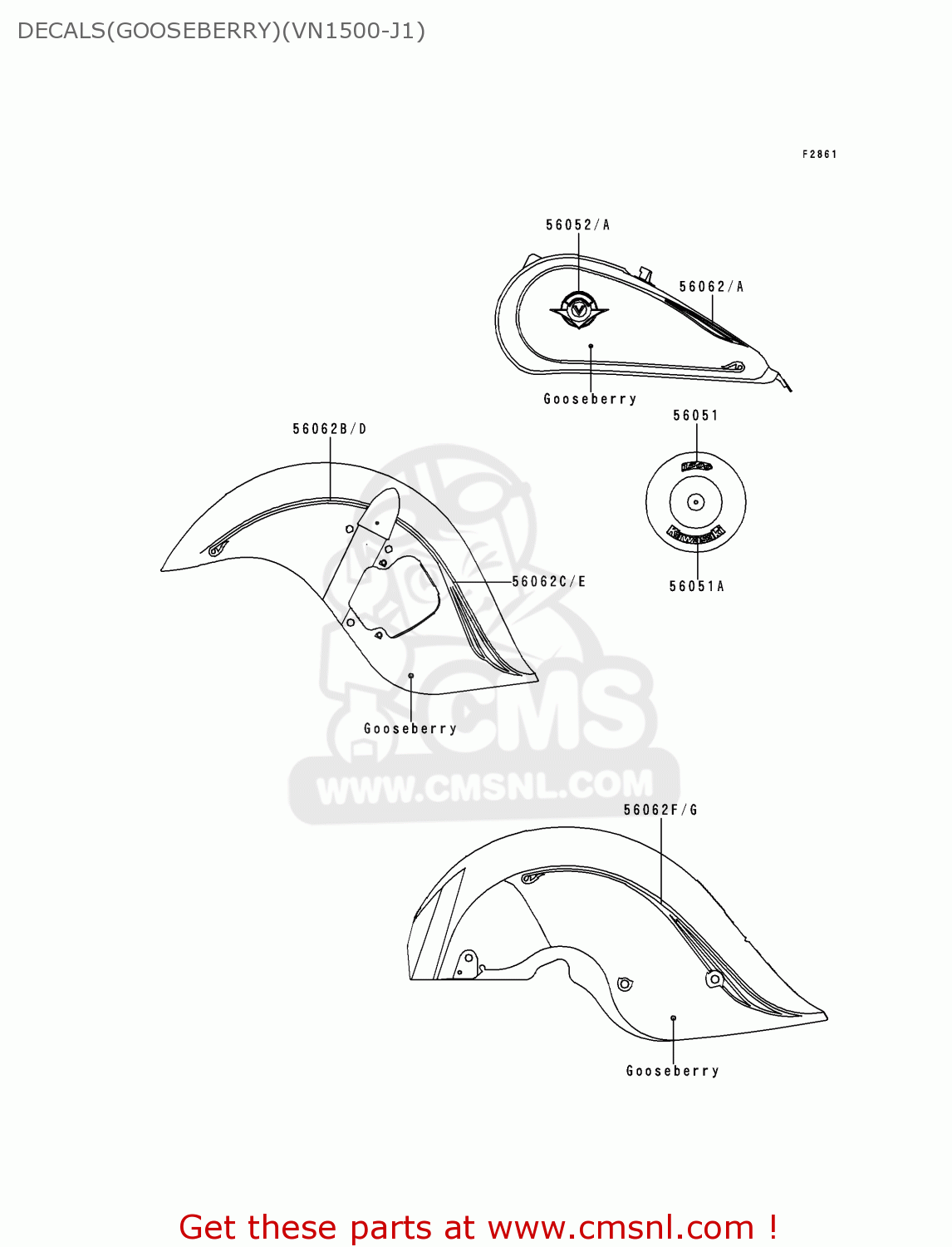 Kawasaki VN1500J1 VULCAN 1500 DRIFTER 1999 USA CALIFORNIA CANADA DECALS