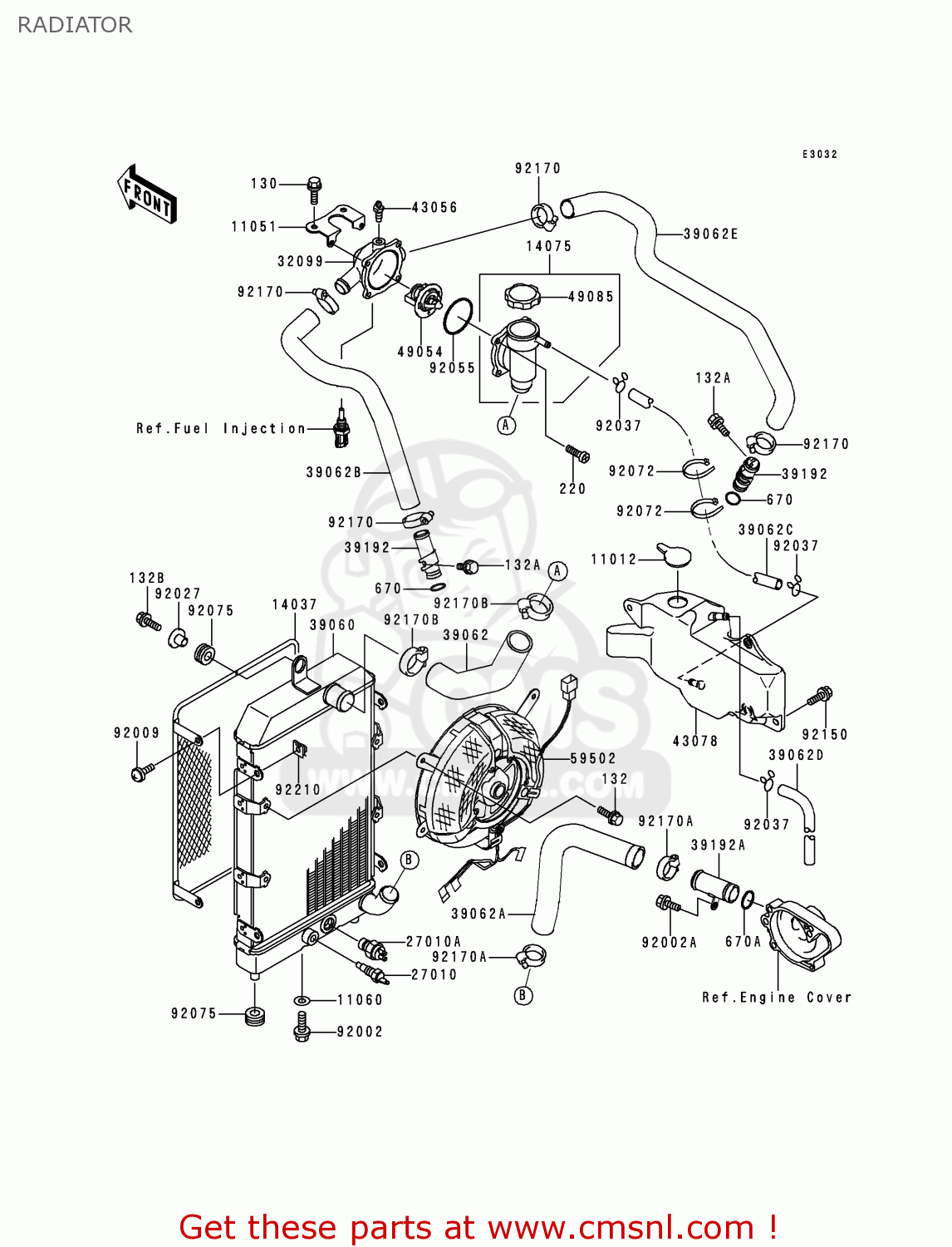 RADIATOR VN1500J1 VULCAN 1500 DRIFTER 1999 USA CALIFORNIA CANADA