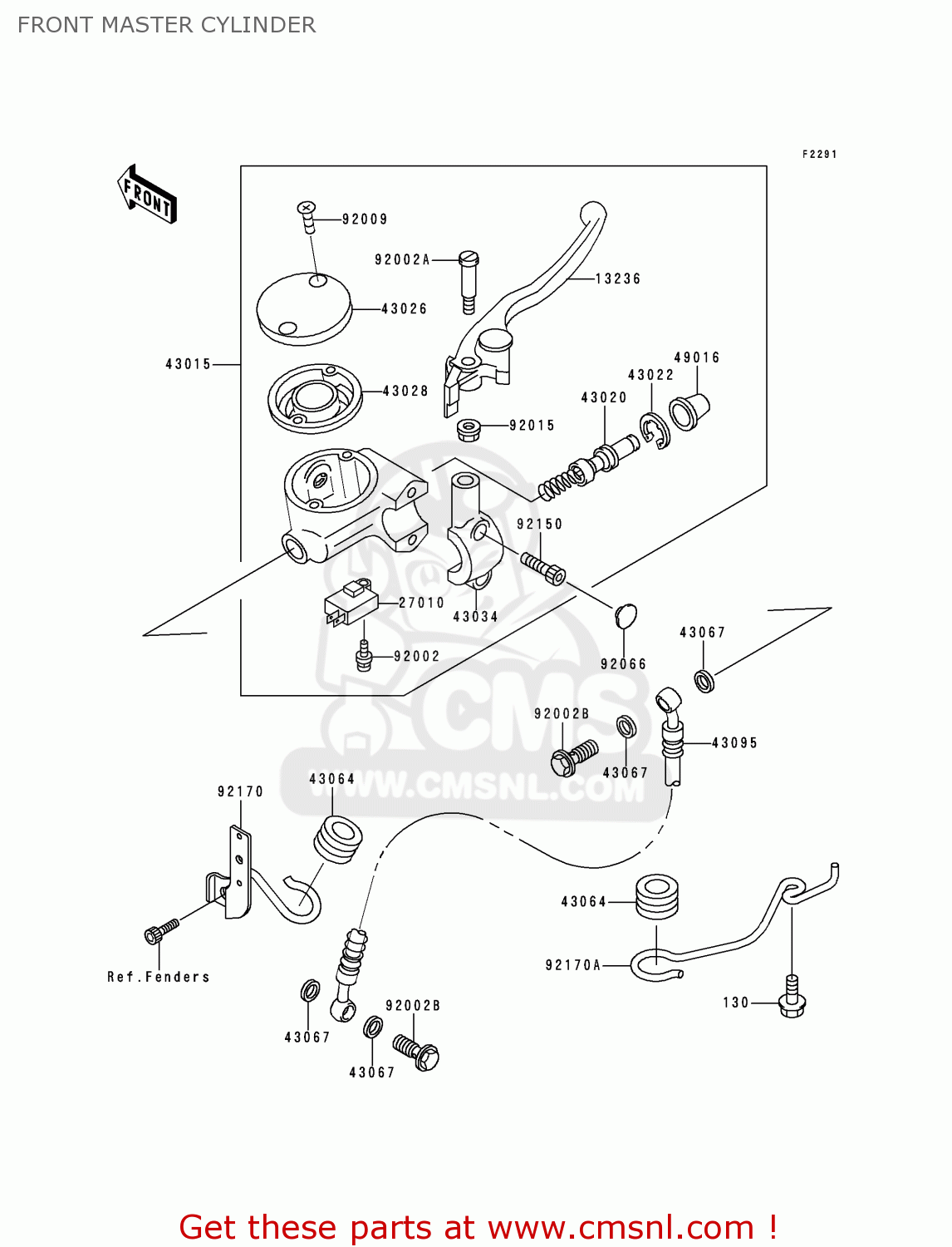 FRONT MASTER CYLINDER VN1500J1 VULCAN 1500 DRIFTER 1999 USA CALIFORNIA CANADA