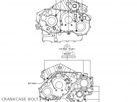 CRANKCASE BOLT PATTERN - VN1500J1 VULCAN 1500 DRIFTER 1999 USA CALIFORNIA CANADA