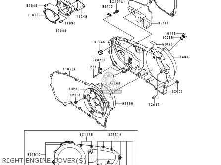 RIGHT ENGINE COVER(S) - VN1500J1 VULCAN 1500 DRIFTER 1999 USA CALIFORNIA CANADA
