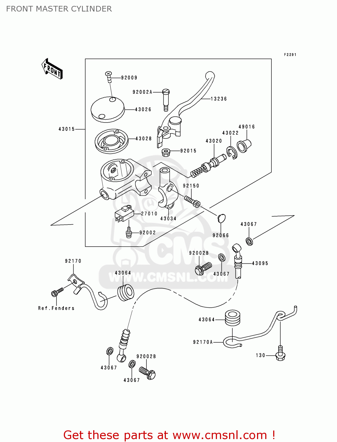 FRONT MASTER CYLINDER VN1500J2 VN1500 DRIFTER 2000 EUROPE UK NR