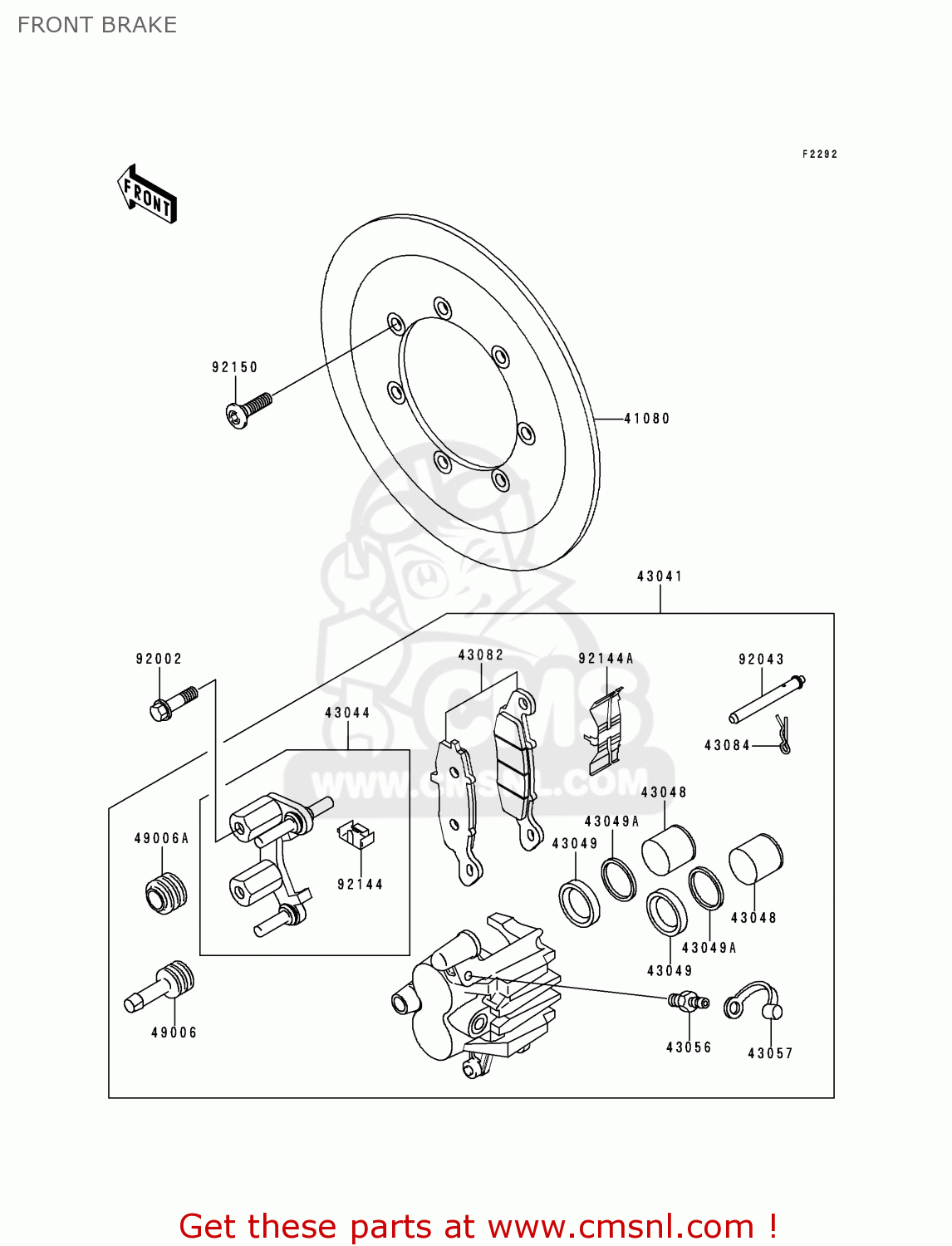FRONT BRAKE VN1500J2 VN1500 DRIFTER 2000 EUROPE UK NR