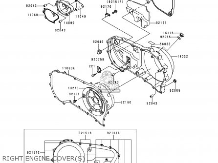 RIGHT ENGINE COVER(S) - VN1500J2 VN1500 DRIFTER 2000 EUROPE UK NR