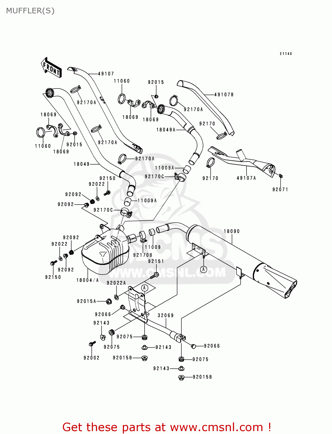 MUFFLER(S) VN1500J2 VULCAN 1500 DRIFTER 2000 USA CALIFORNIA CANADA