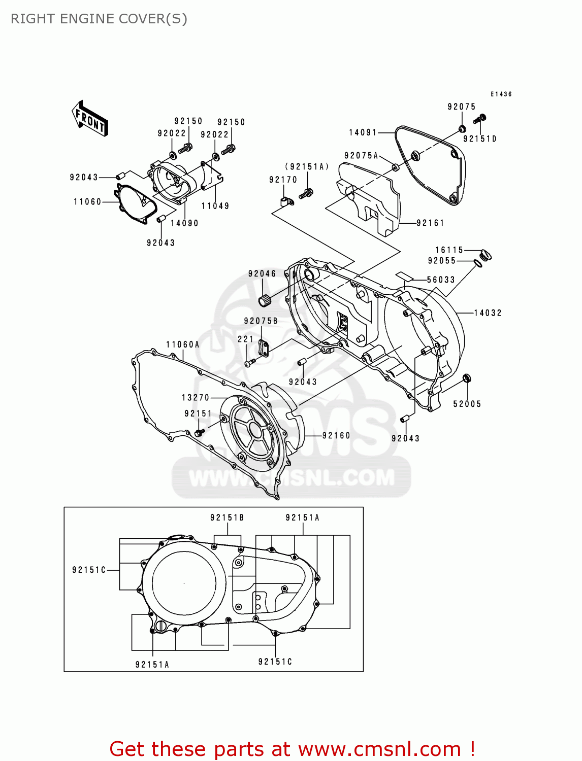RIGHT ENGINE COVER(S) VN1500J2 VULCAN 1500 DRIFTER 2000 USA CALIFORNIA CANADA