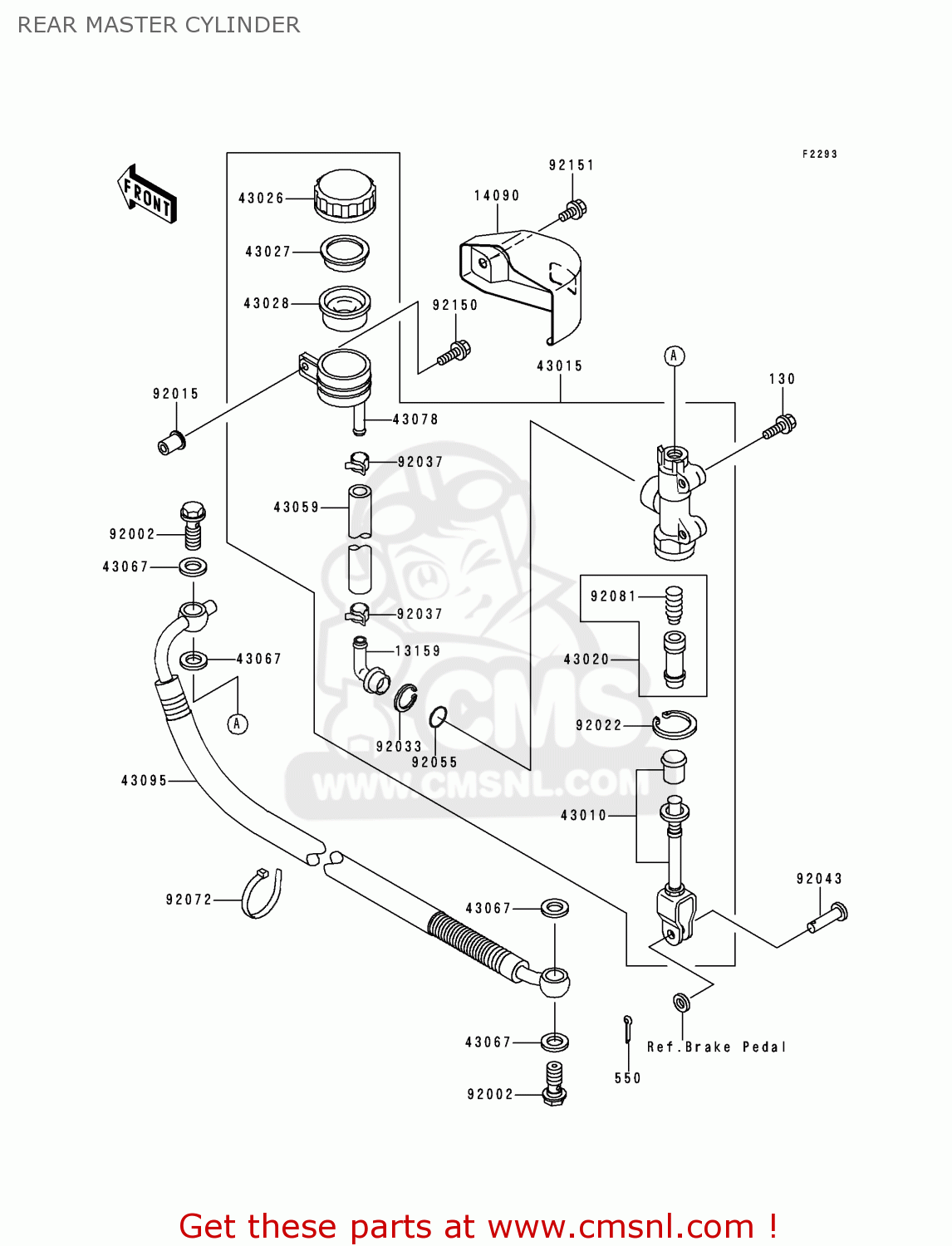 REAR MASTER CYLINDER VN1500J2 VULCAN 1500 DRIFTER 2000 USA CALIFORNIA CANADA