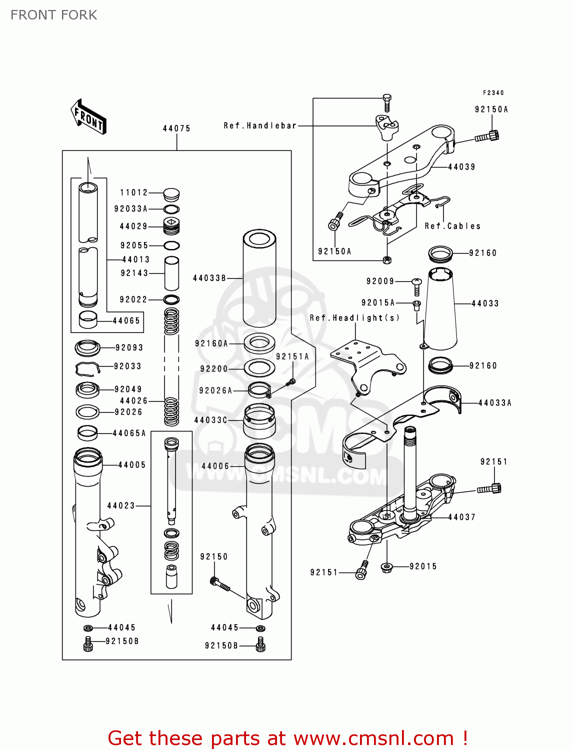 FRONT FORK VN1500J2 VULCAN 1500 DRIFTER 2000 USA CALIFORNIA CANADA