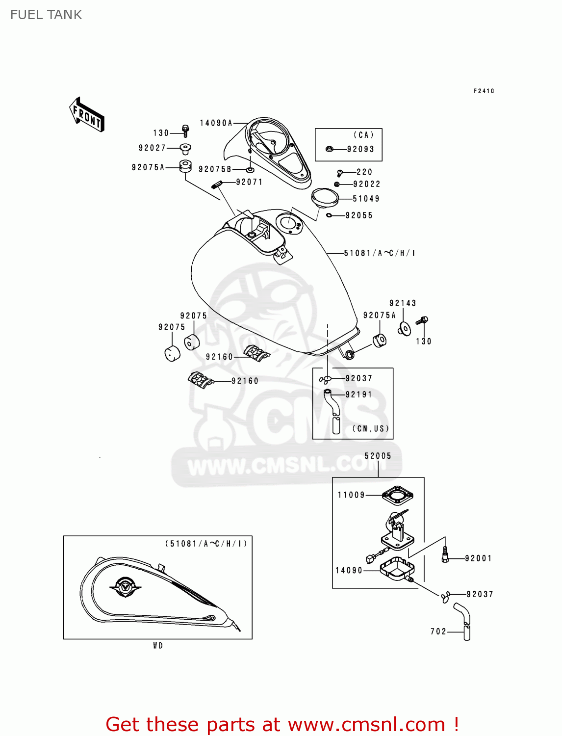FUEL TANK VN1500J2 VULCAN 1500 DRIFTER 2000 USA CALIFORNIA CANADA