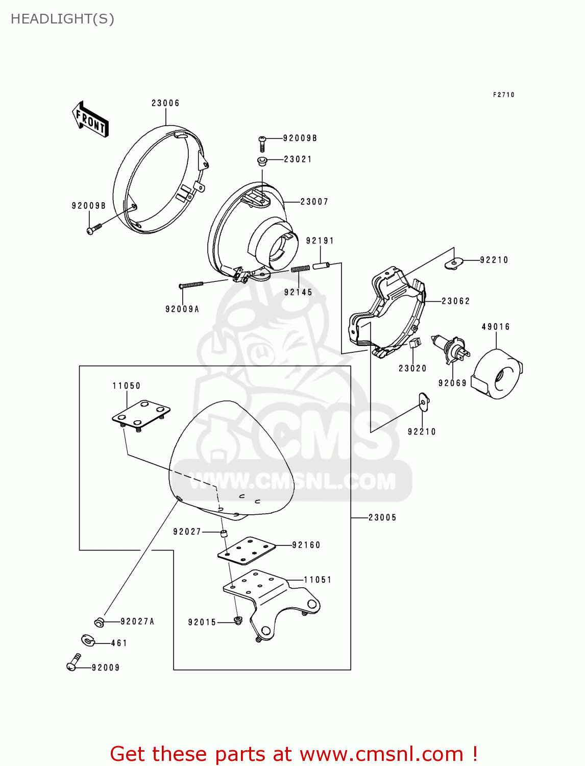 HEADLIGHT(S) VN1500J2 VULCAN 1500 DRIFTER 2000 USA CALIFORNIA CANADA