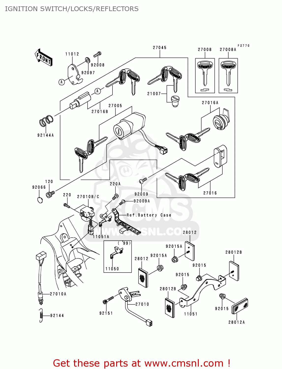 IGNITION SWITCH/LOCKS/REFLECTORS VN1500J2 VULCAN 1500 DRIFTER 2000 USA CALIFORNIA CANADA