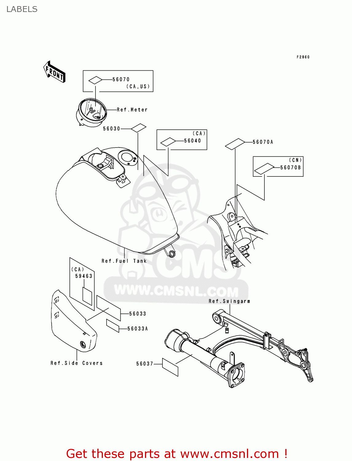 LABELS VN1500J2 VULCAN 1500 DRIFTER 2000 USA CALIFORNIA CANADA