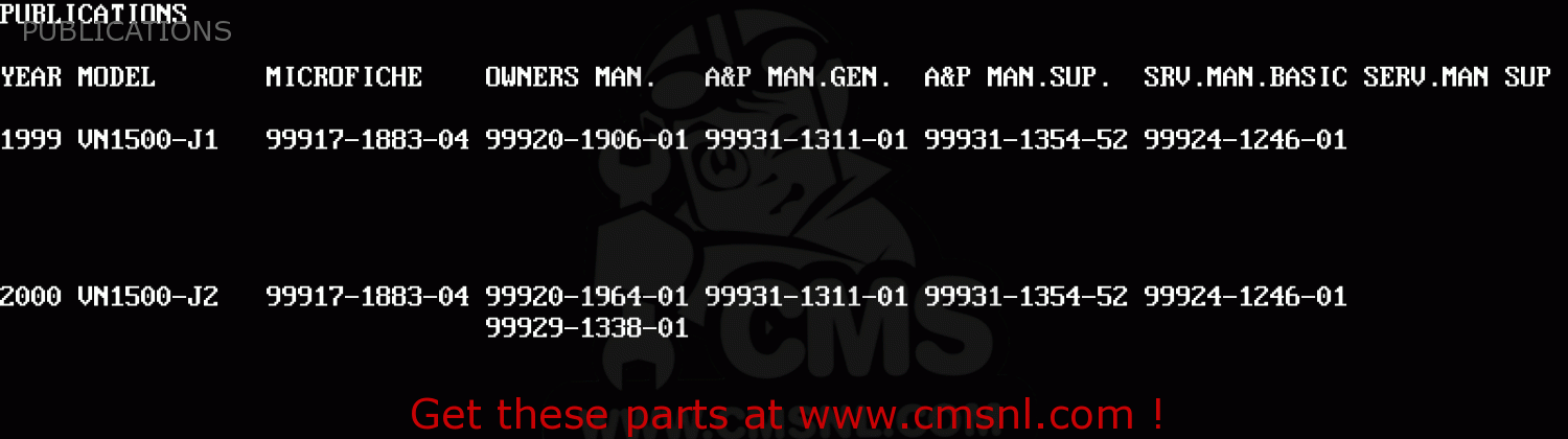 PUBLICATIONS VN1500J2 VULCAN 1500 DRIFTER 2000 USA CALIFORNIA CANADA