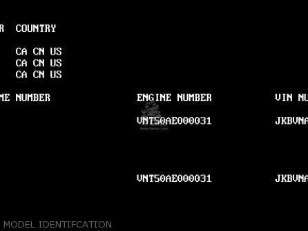 MODEL IDENTIFCATION - VN1500J2 VULCAN 1500 DRIFTER 2000 USA CALIFORNIA CANADA