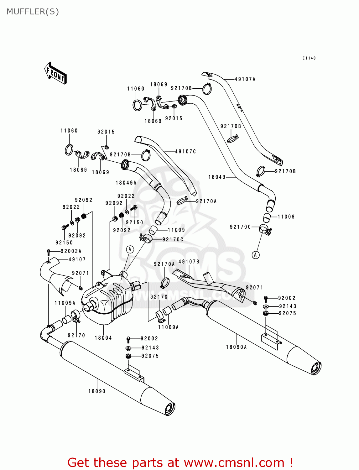 MUFFLER(S) VN1500L1 VULCAN 1500 NOMAD FI 2000 USA CALIFORNIA CANADA