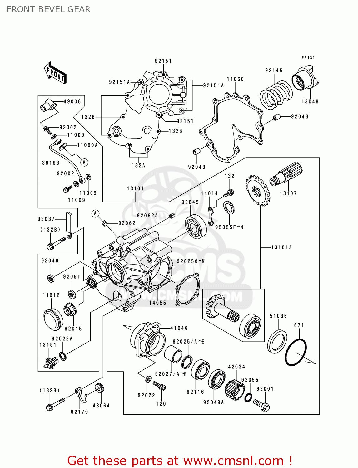 FRONT BEVEL GEAR VN1500L1 VULCAN 1500 NOMAD FI 2000 USA CALIFORNIA CANADA