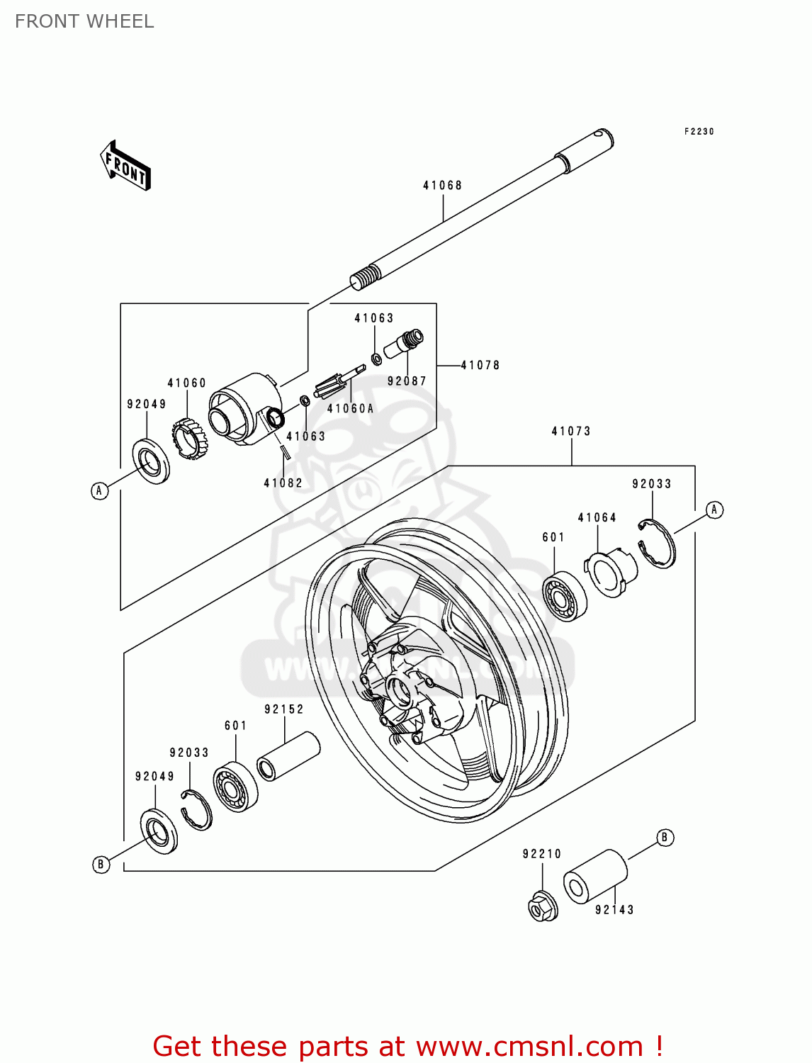 FRONT WHEEL VN1500L1 VULCAN 1500 NOMAD FI 2000 USA CALIFORNIA CANADA