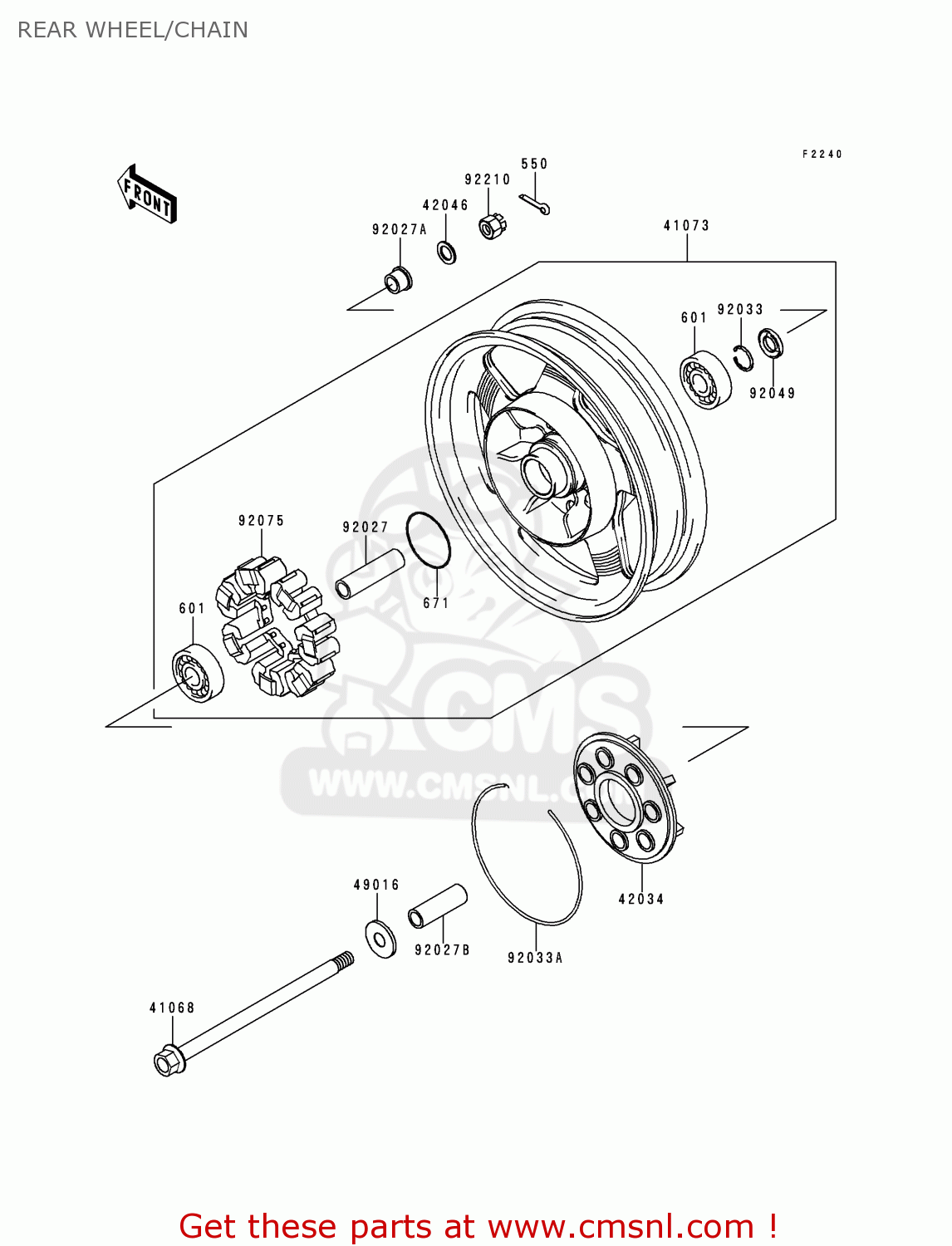 REAR WHEEL/CHAIN VN1500L1 VULCAN 1500 NOMAD FI 2000 USA CALIFORNIA CANADA