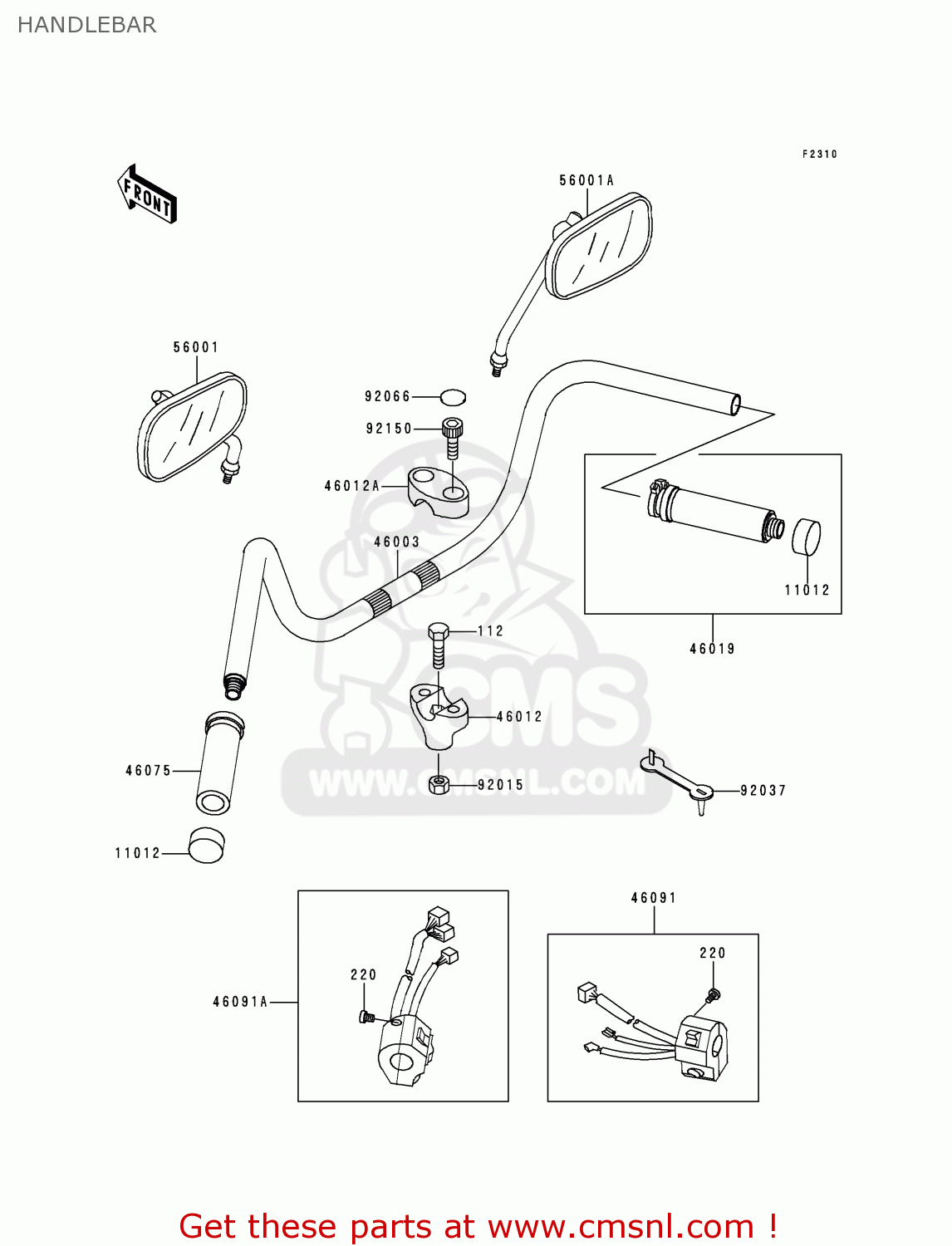 HANDLEBAR VN1500L1 VULCAN 1500 NOMAD FI 2000 USA CALIFORNIA CANADA