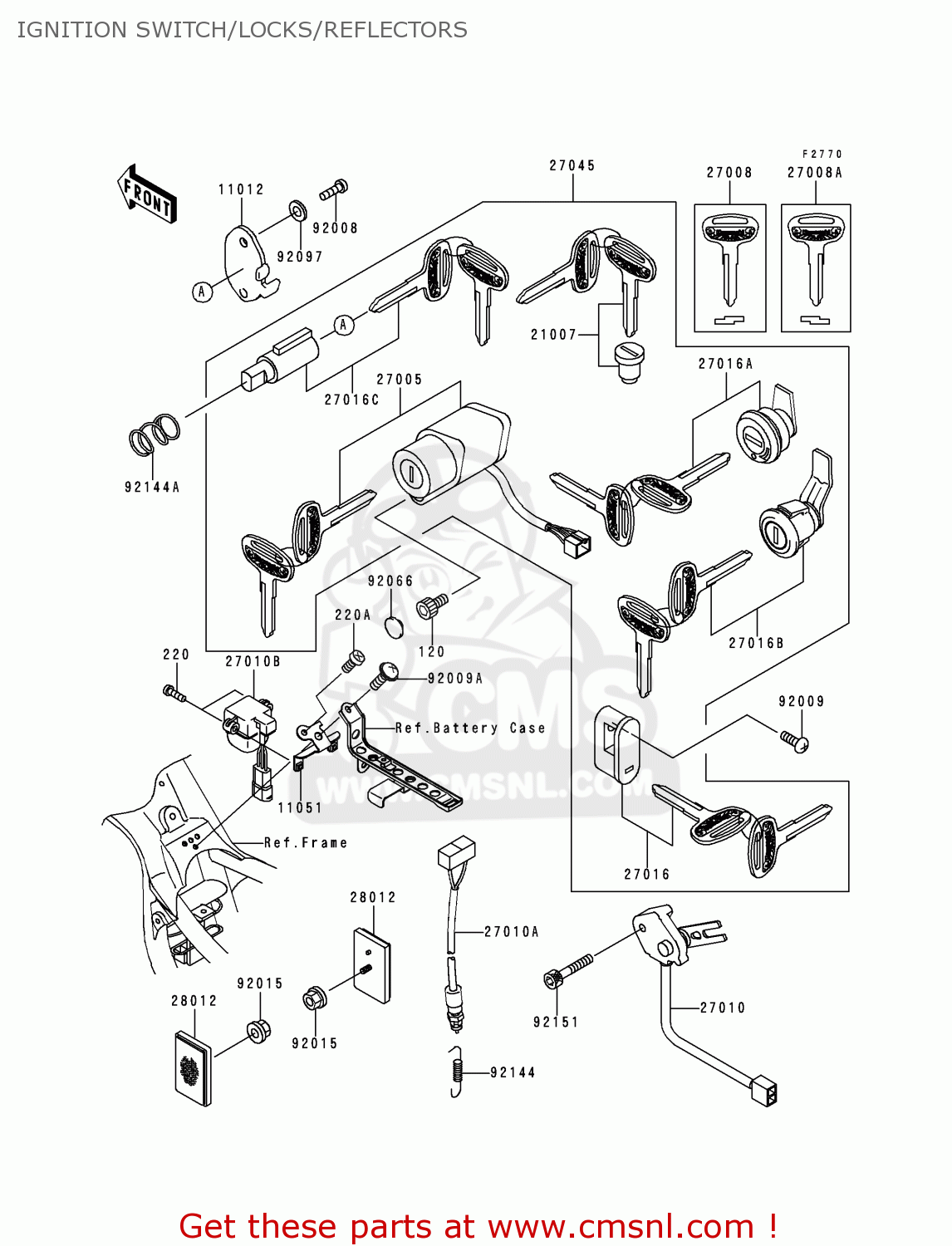 IGNITION SWITCH/LOCKS/REFLECTORS VN1500L1 VULCAN 1500 NOMAD FI 2000 USA CALIFORNIA CANADA
