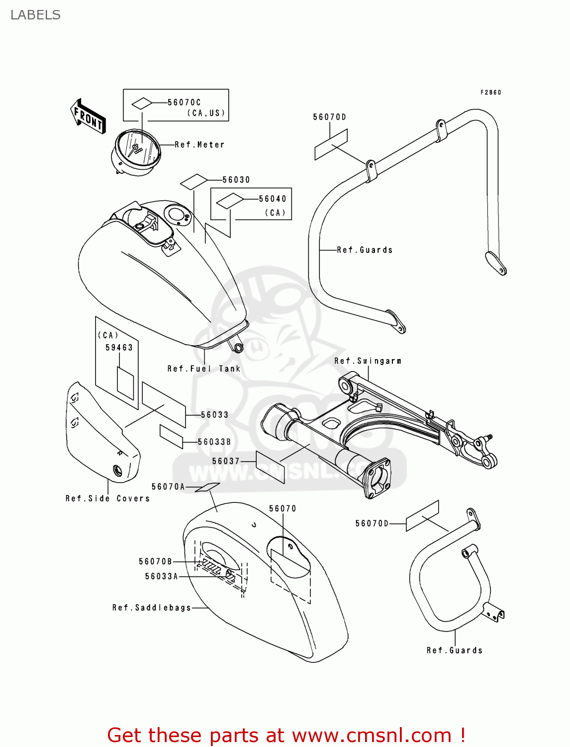 LABELS VN1500L1 VULCAN 1500 NOMAD FI 2000 USA CALIFORNIA CANADA