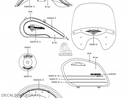 DECALS(RED/GRAY) - VN1500L1 VULCAN 1500 NOMAD FI 2000 USA CALIFORNIA CANADA