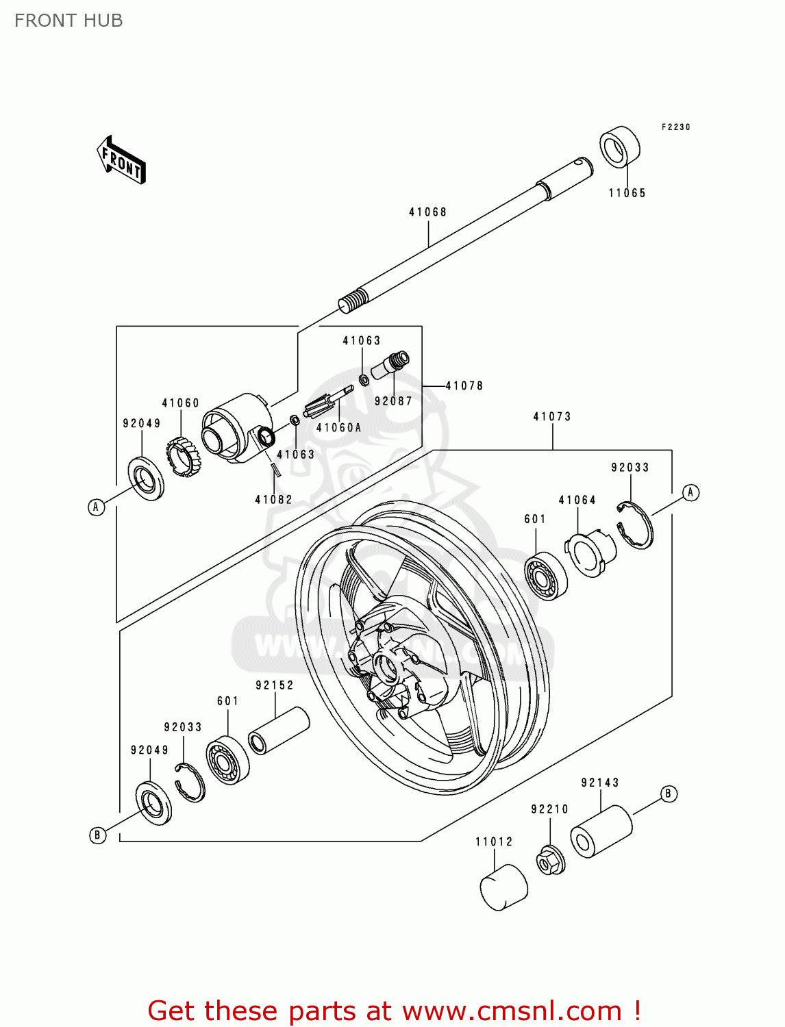 FRONT HUB VN1500L1H VN1500 CLASSIC TOURER FI 2000 EUROPE UK