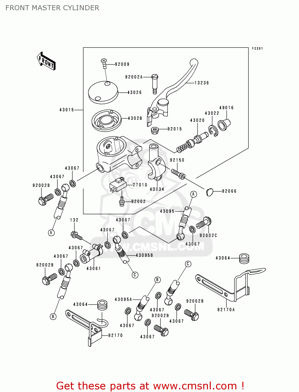 FRONT MASTER CYLINDER VN1500L1H VN1500 CLASSIC TOURER FI 2000 EUROPE UK
