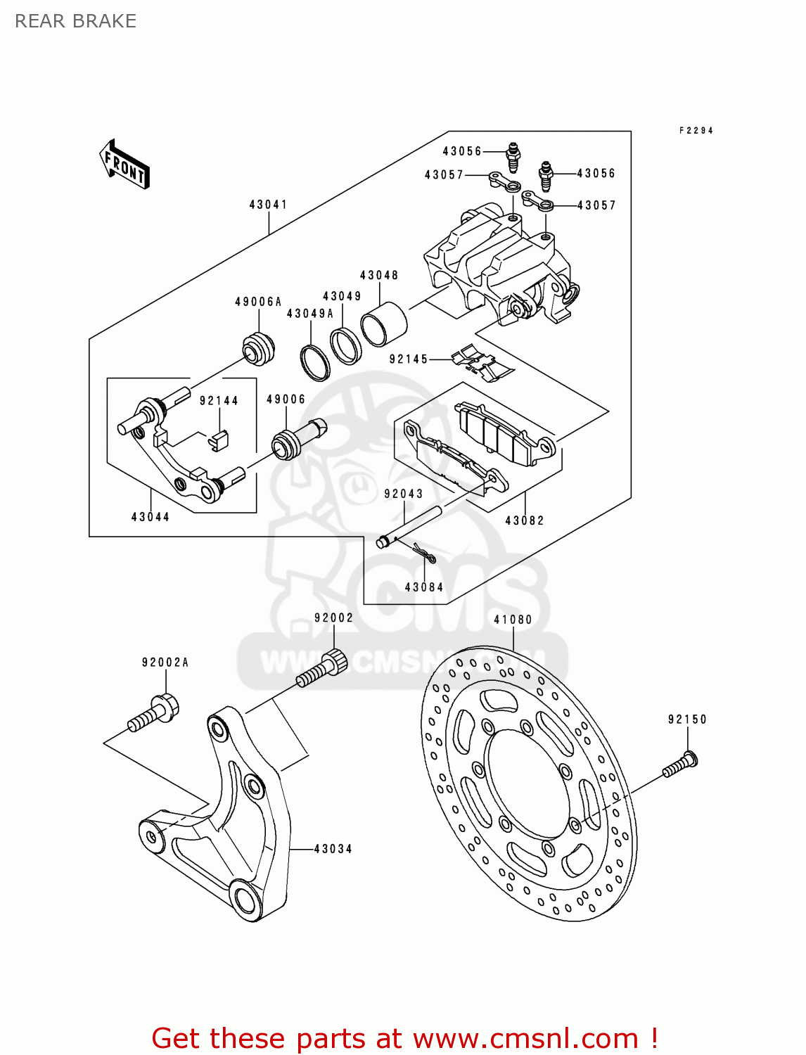 REAR BRAKE VN1500L1H VN1500 CLASSIC TOURER FI 2000 EUROPE UK