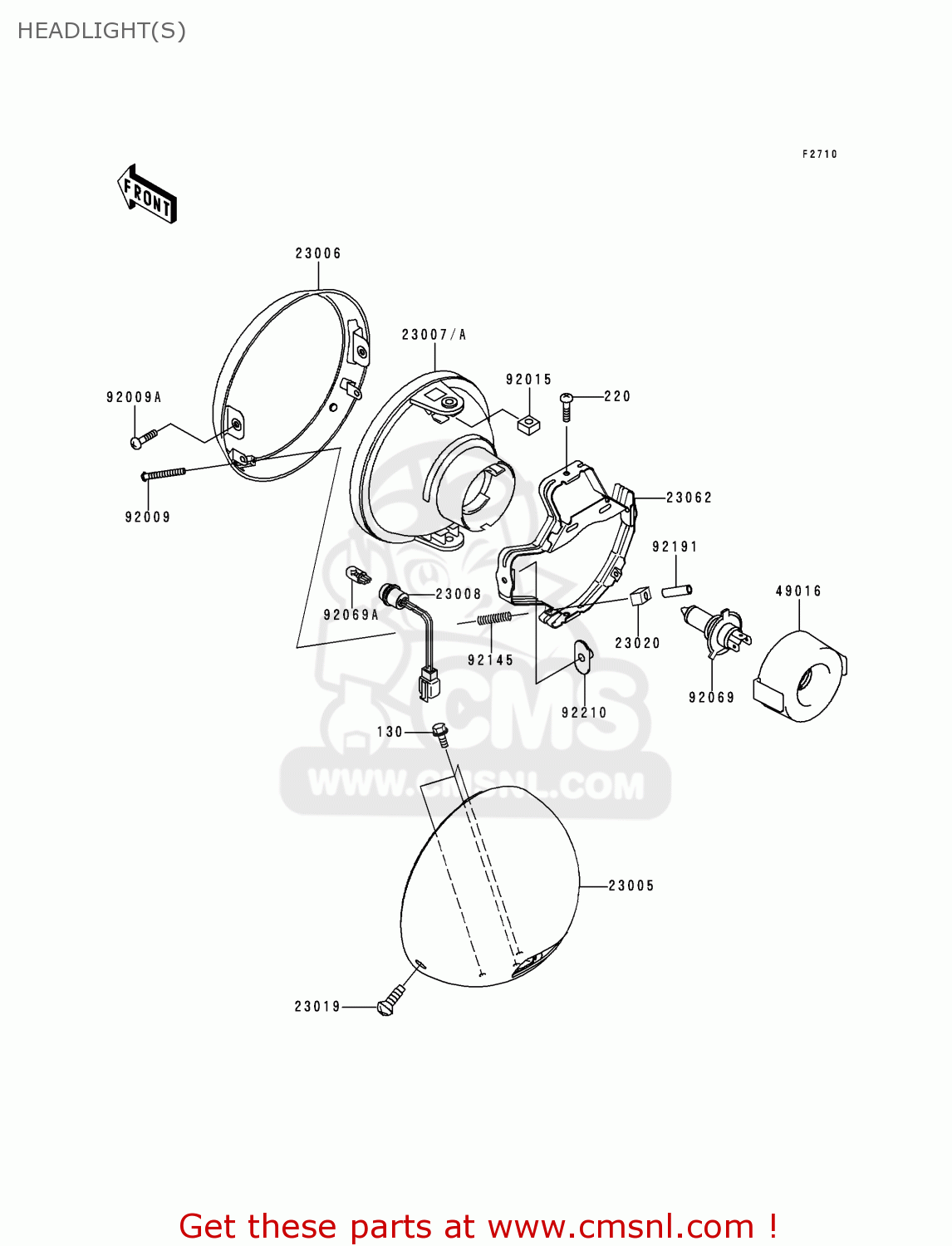 HEADLIGHT(S) VN1500L1H VN1500 CLASSIC TOURER FI 2000 EUROPE UK