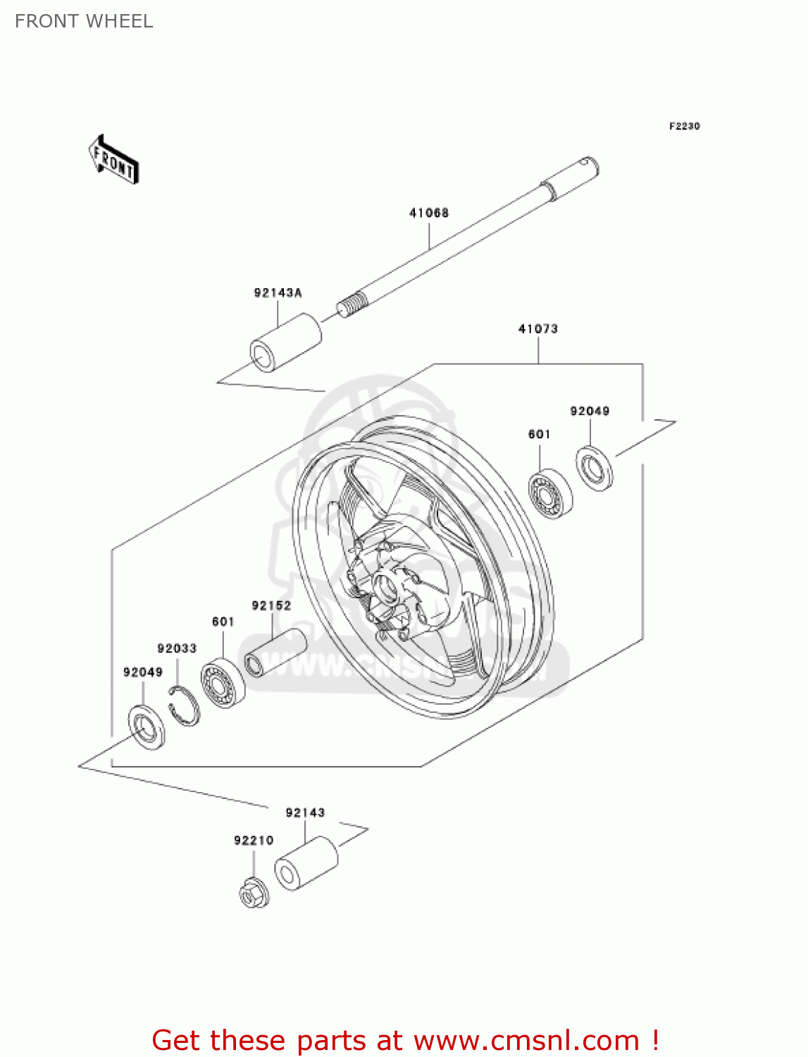 FRONT WHEEL VN1500L2 VULCAN 1500 NOMAD FI 2001 USA CALIFORNIA CANADA