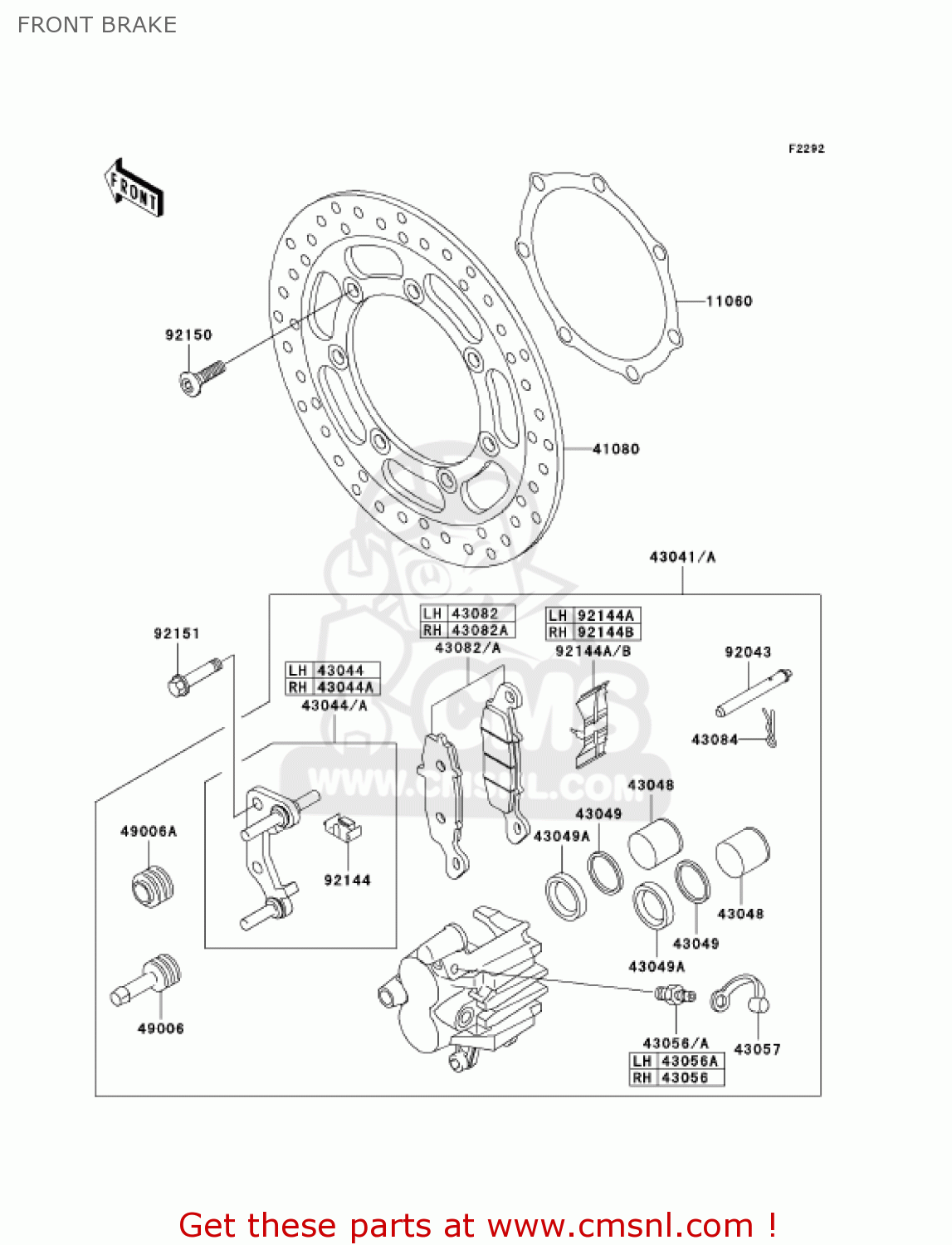 FRONT BRAKE VN1500L2 VULCAN 1500 NOMAD FI 2001 USA CALIFORNIA CANADA