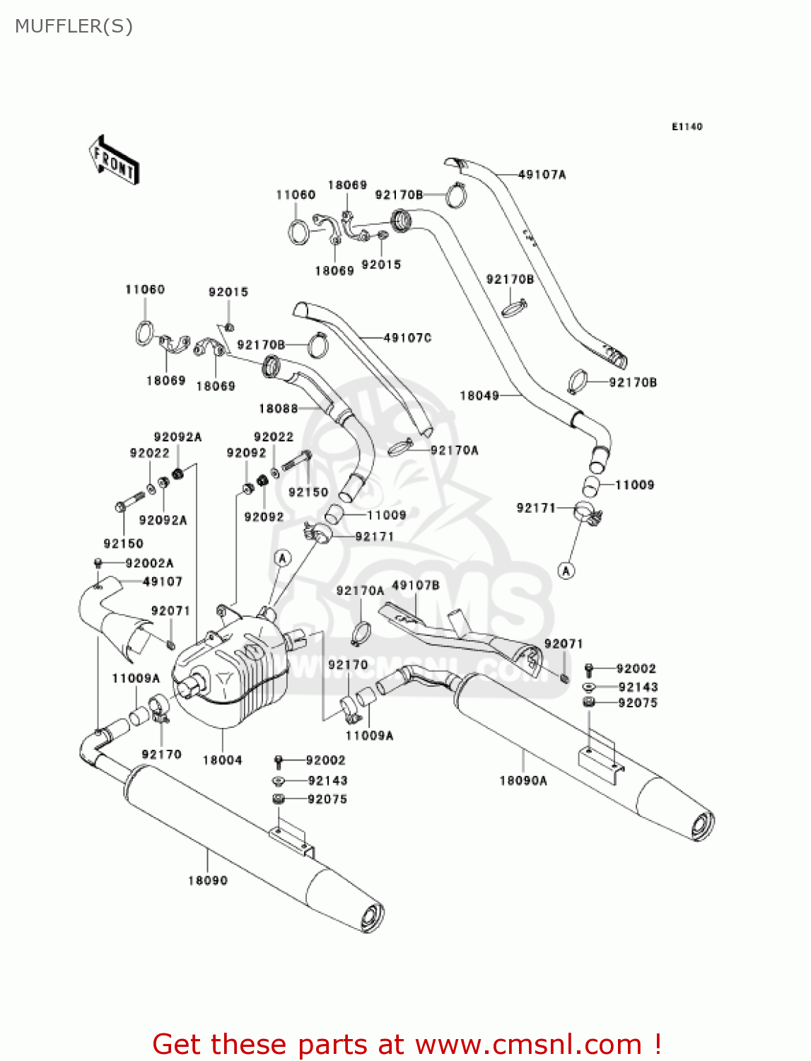 MUFFLER(S) VN1500L2 VULCAN 1500 NOMAD FI 2001 USA CALIFORNIA CANADA