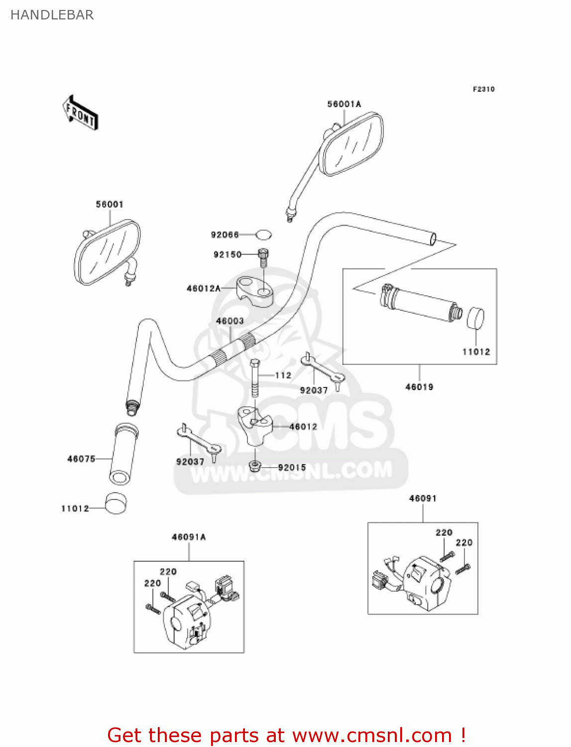 HANDLEBAR VN1500L2 VULCAN 1500 NOMAD FI 2001 USA CALIFORNIA CANADA