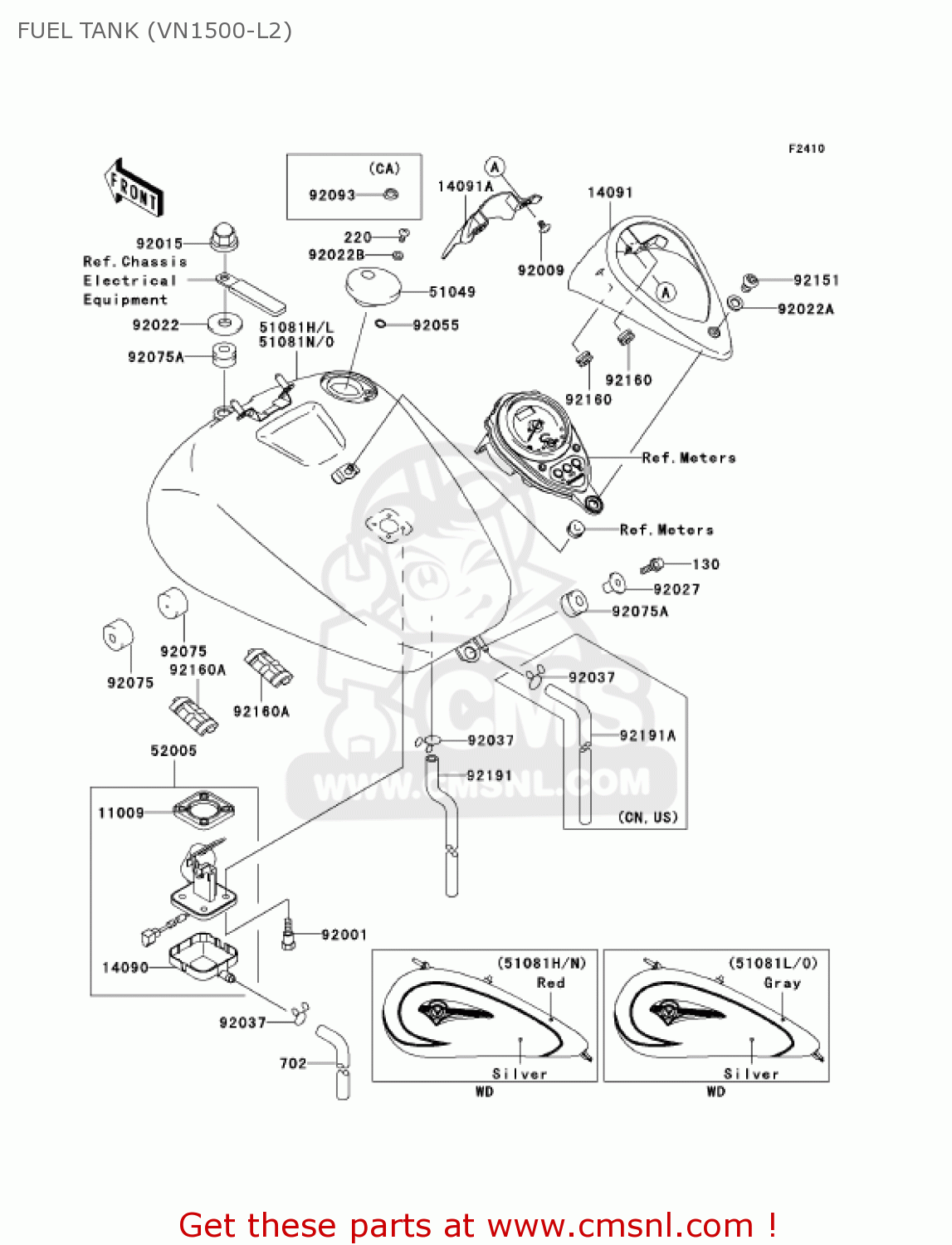 FUEL TANK (VN1500-L2) VN1500L2 VULCAN 1500 NOMAD FI 2001 USA CALIFORNIA CANADA