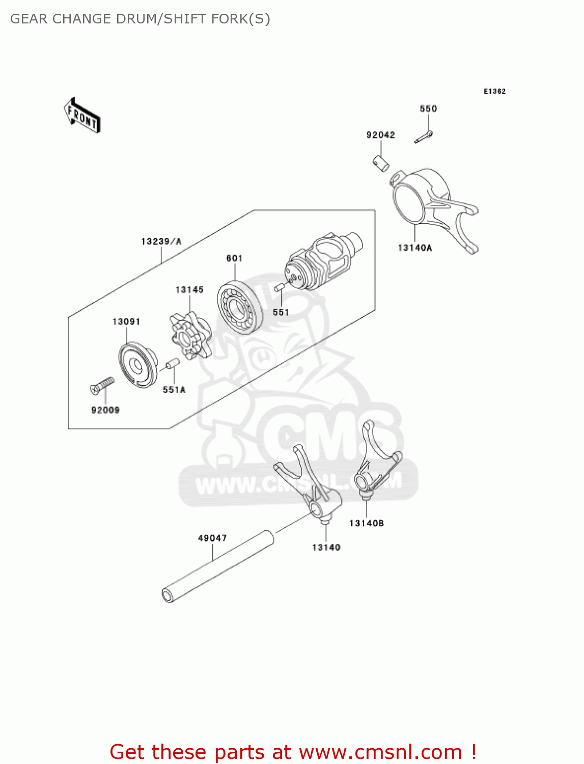 GEAR CHANGE DRUM/SHIFT FORK(S) VN1500L2 VULCAN 1500 NOMAD FI 2001 USA CALIFORNIA CANADA