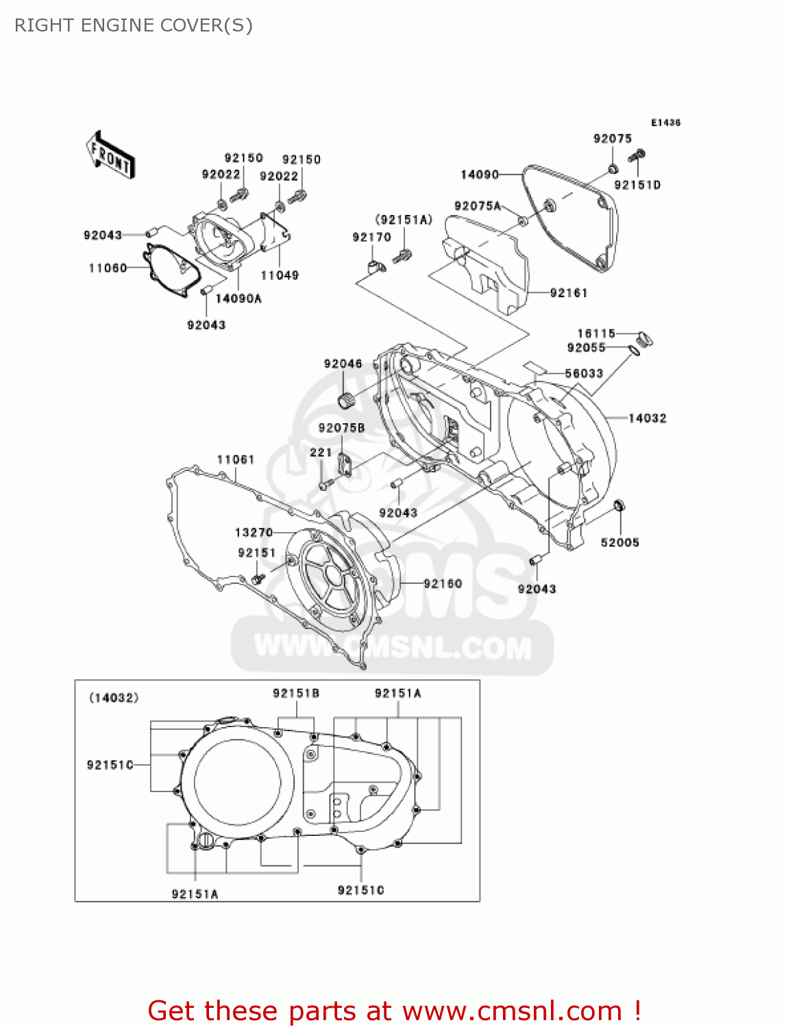 RIGHT ENGINE COVER(S) VN1500L2 VULCAN 1500 NOMAD FI 2001 USA CALIFORNIA CANADA