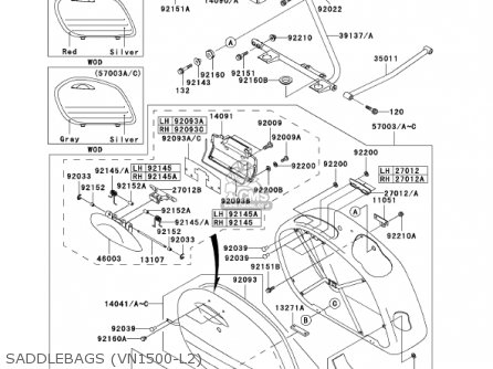 SADDLEBAGS (VN1500-L2) - VN1500L2 VULCAN 1500 NOMAD FI 2001 USA CALIFORNIA CANADA