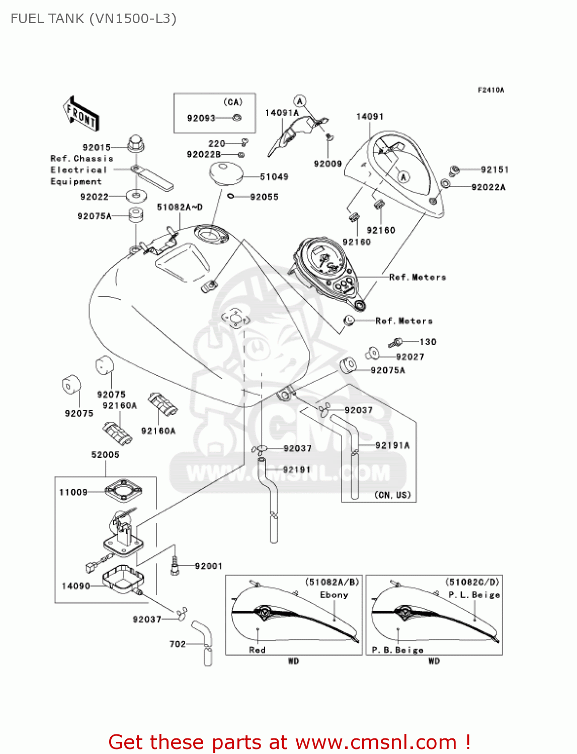 FUEL TANK (VN1500-L3) VN1500L3 VULCAN 1500 NOMAD FI 2002 USA CALIFORNIA CANADA
