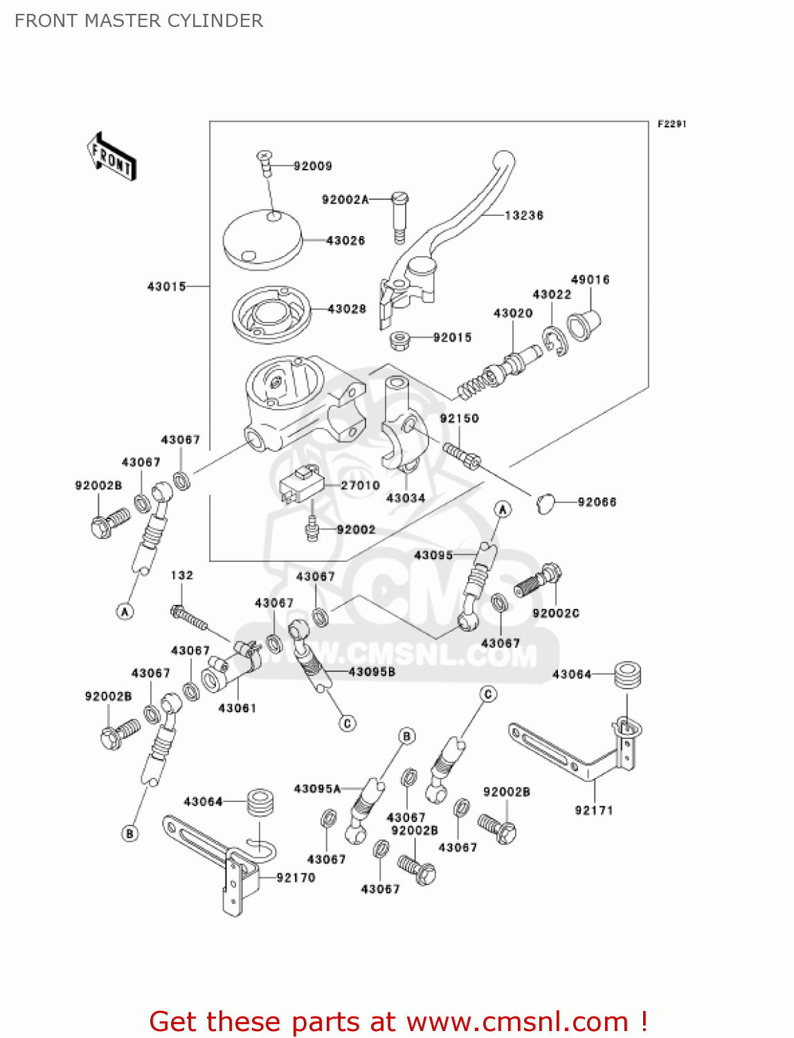 FRONT MASTER CYLINDER VN1500L3 VULCAN 1500 NOMAD FI 2002 USA CALIFORNIA CANADA