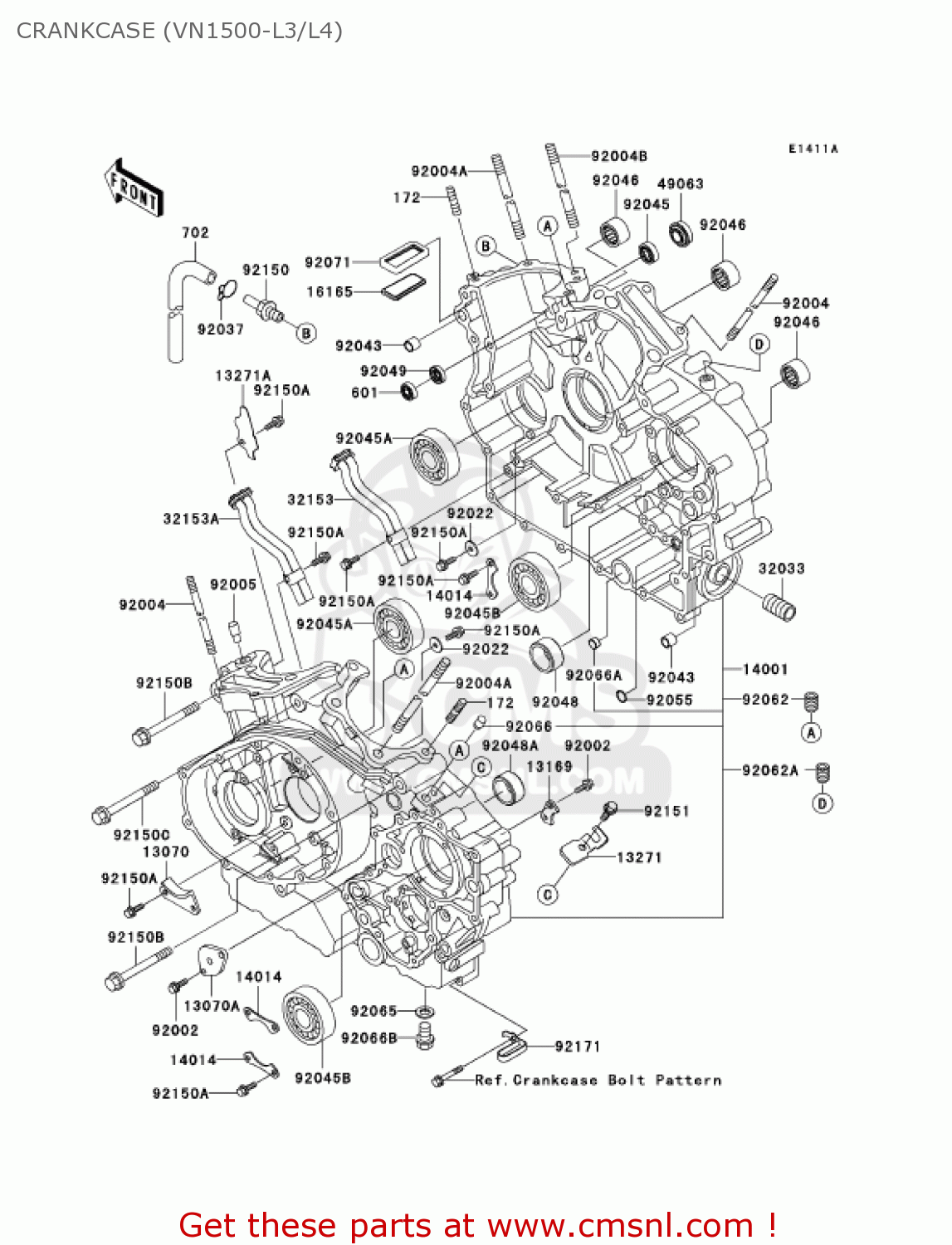 CRANKCASE (VN1500-L3/L4) VN1500L3 VULCAN 1500 NOMAD FI 2002 USA CALIFORNIA CANADA