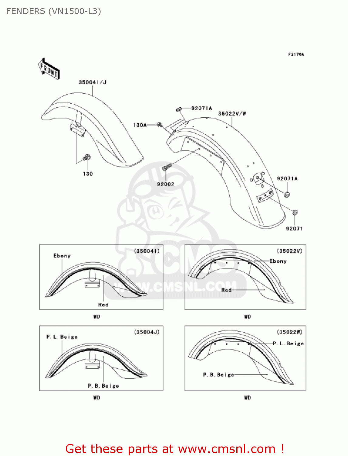 FENDERS (VN1500-L3) VN1500L3 VULCAN 1500 NOMAD FI 2002 USA CALIFORNIA CANADA