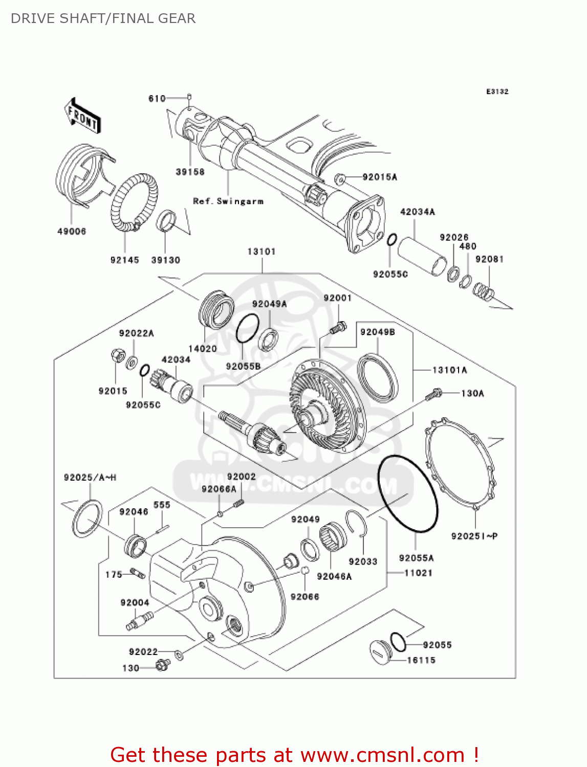 DRIVE SHAFT/FINAL GEAR VN1500L3 VULCAN 1500 NOMAD FI 2002 USA CALIFORNIA CANADA