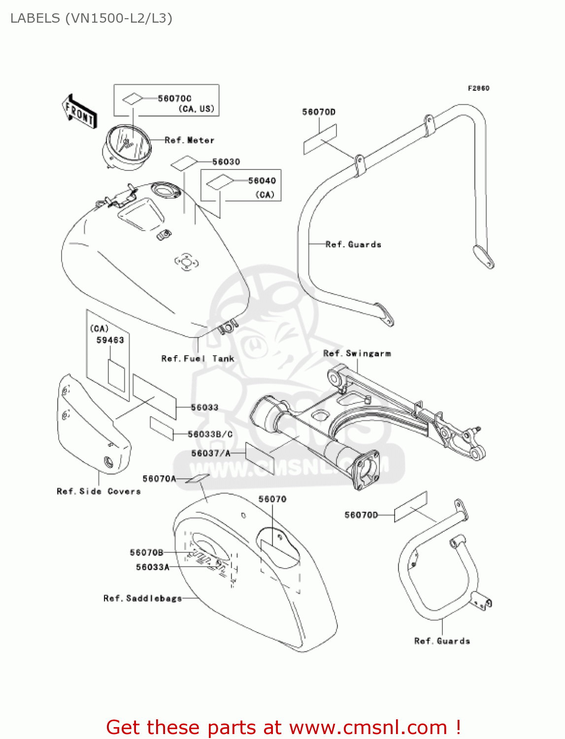 LABELS (VN1500-L2/L3) VN1500L3 VULCAN 1500 NOMAD FI 2002 USA CALIFORNIA CANADA