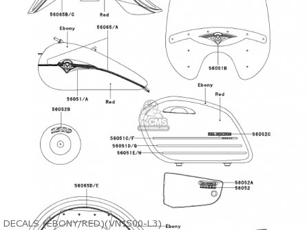 DECALS (EBONY/RED)(VN1500-L3) - VN1500L3 VULCAN 1500 NOMAD FI 2002 USA CALIFORNIA CANADA