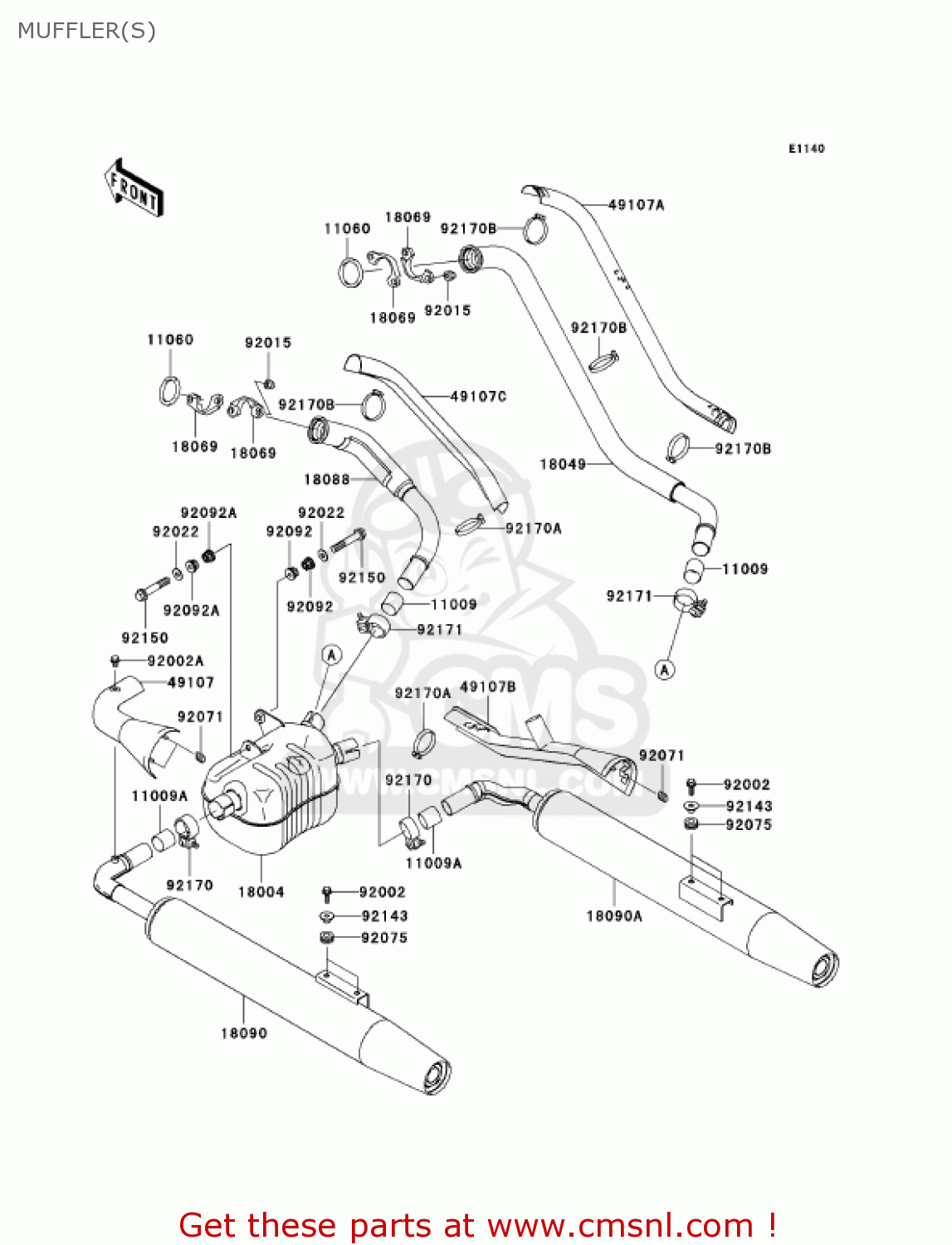MUFFLER(S) VN1500L4 VULCAN 1500 NOMAD FI 2003 USA CALIFORNIA CANADA
