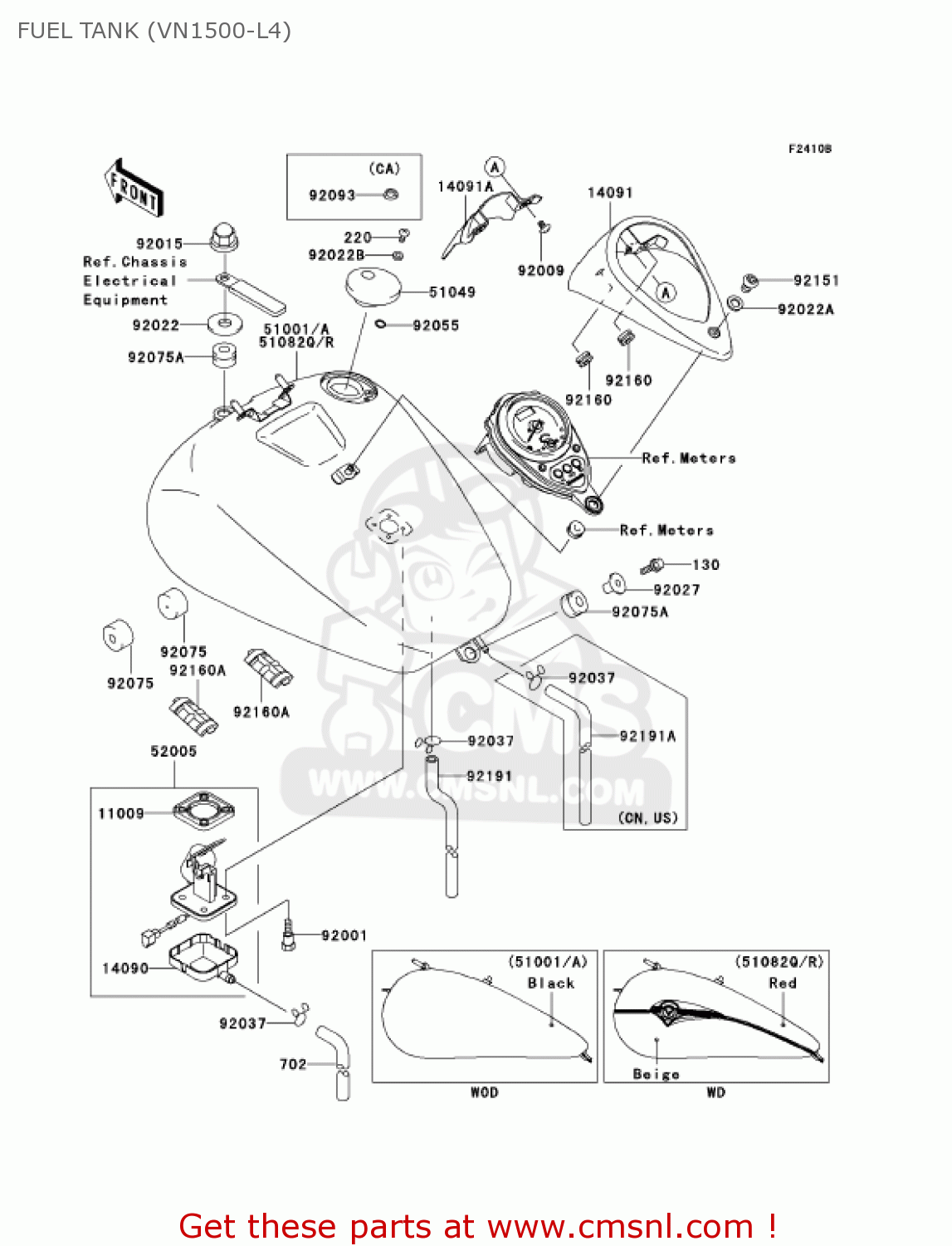 FUEL TANK (VN1500-L4) VN1500L4 VULCAN 1500 NOMAD FI 2003 USA CALIFORNIA CANADA