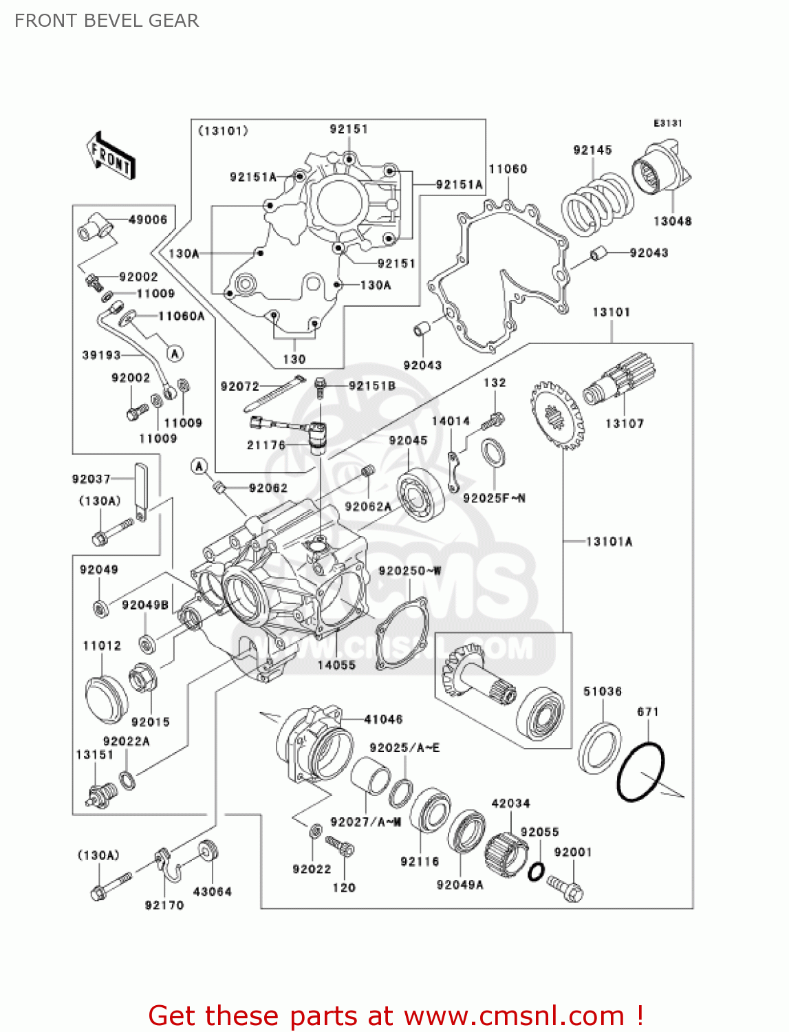 FRONT BEVEL GEAR VN1500L4 VULCAN 1500 NOMAD FI 2003 USA CALIFORNIA CANADA